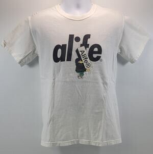 F1) Alife Boostin Men Streetwear Graphic White Cotton Small T-Shirt